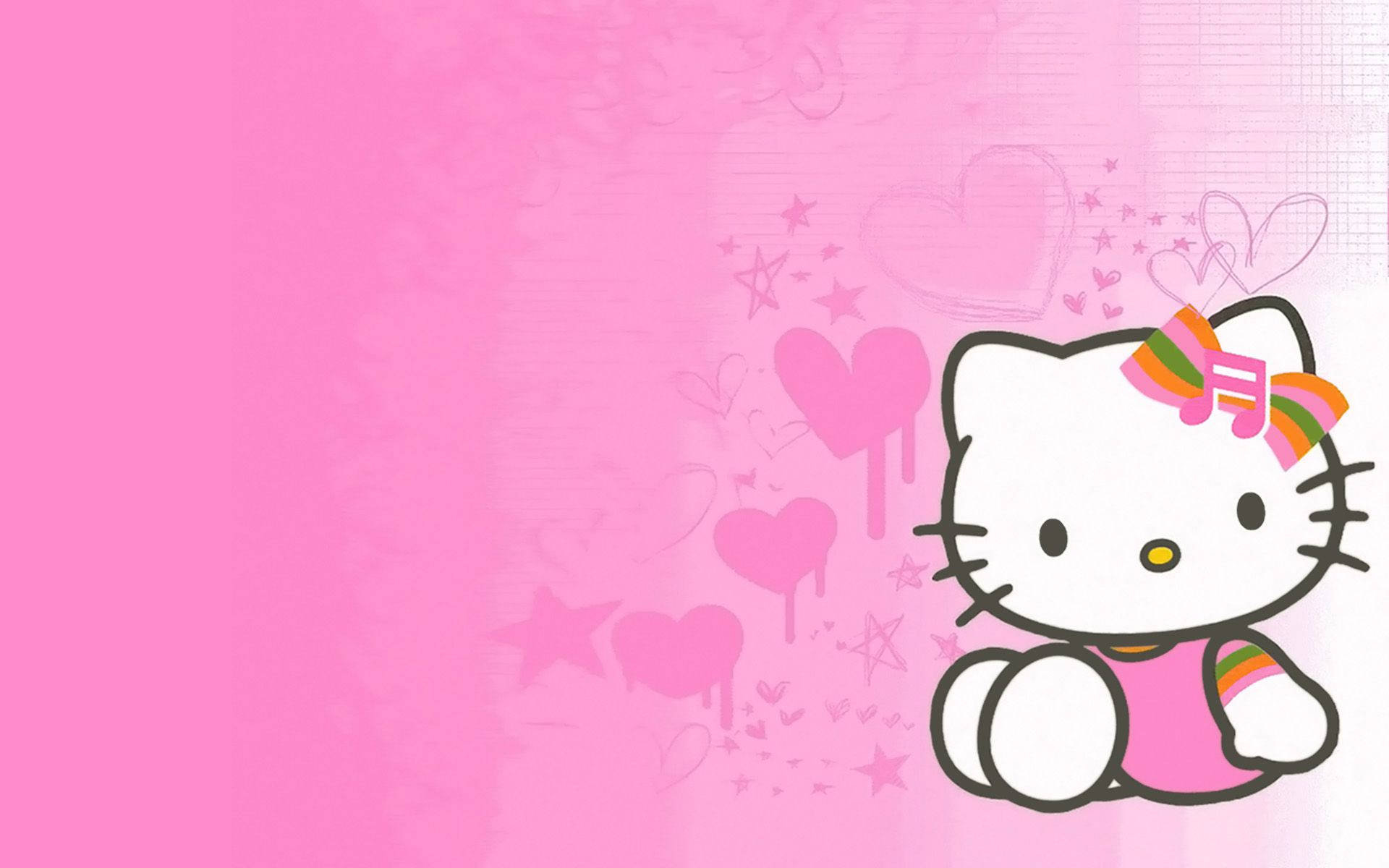 Эстетика Hello Kitty в розовых и оранжевых тонах Обои