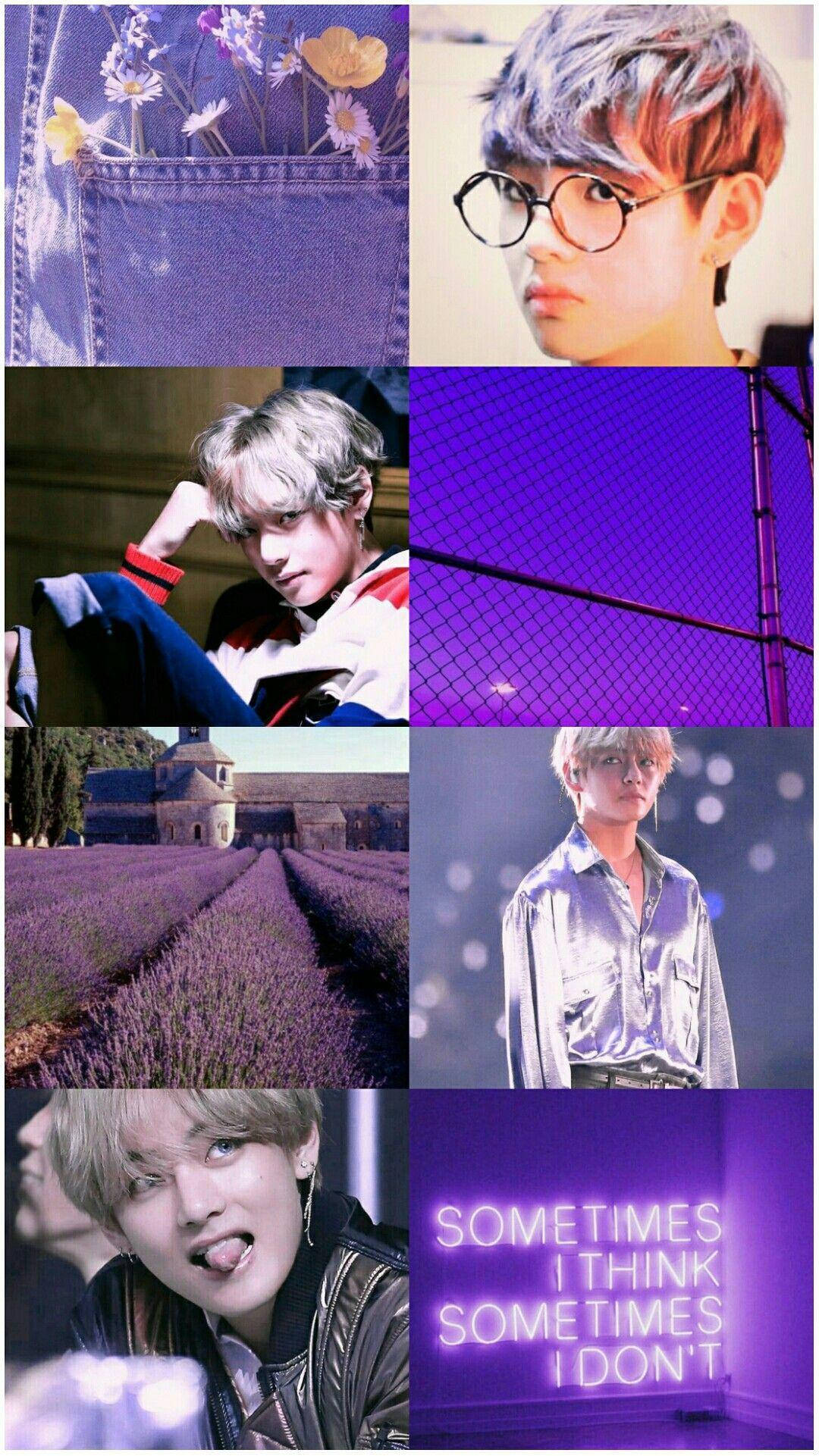 Эстетика фиолетового света с участником BTS V Обои