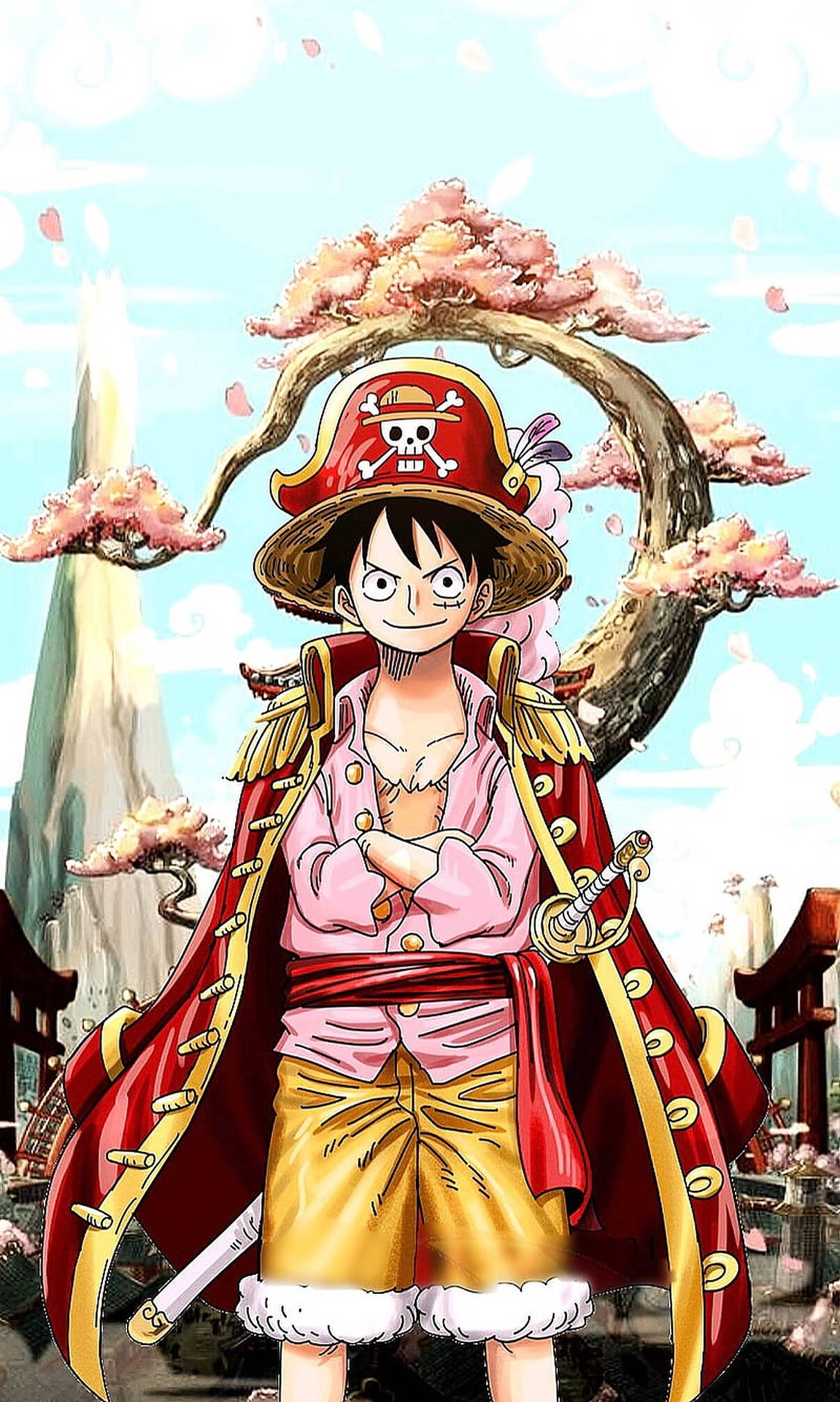 Эстетичные обои для iPhone с Луффи из One Piece