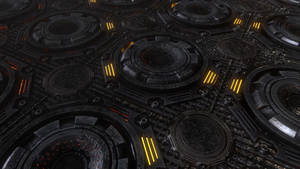Обои с 3D черными круглыми колонками