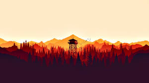 4K Firewatch Яркие Оранжевые Горы — Оранжевая эстетика Обои