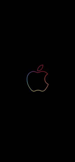 Обои iPhone XR с черным фоном и логотипом Apple в радужной рамке — iPhone Xr Обои