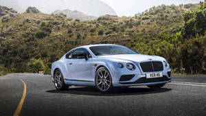 Превью обои bentley, continental, gt, белый, вид сбоку, дорога — iMac Обои
