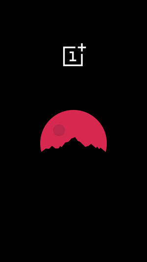 AMOLED-обои с розовой луной и логотипом OnePlus на черном фоне. — AMOLED Обои