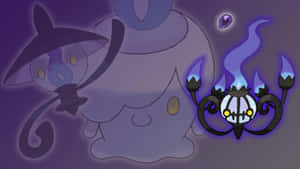 Chandelure с силуэтами Lampent и Litwick — Гифка для рабочего стола Обои