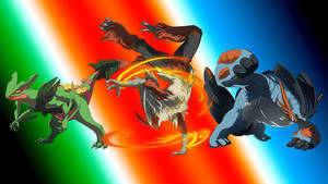 Evolve Bulbasaur, Charmander and Squirtle pokemon characters.