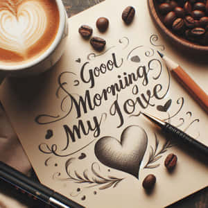 Good Morning My Love кофейное искусство и каллиграфия — Доброе утро, любимая Обои