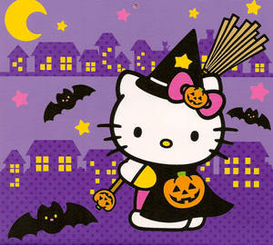 Hello Kitty Хэллоуин Милая Ведьма обои — Hello Kitty Хэллоуин Обои