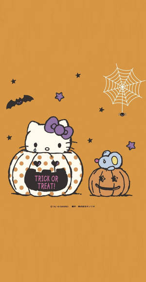 Обои Hello Kitty Хэллоуин милый арт — Hello Kitty Хэллоуин Обои