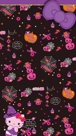 Обои Hello Kitty Хэллоуин в фиолетовой теме — Hello Kitty Хэллоуин Обои