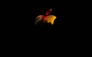 Оранжевый и красный металлический арт логотипа Apple для обоев MacBook Pro. — MacBook Pro Обои