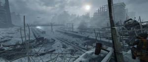 Metro Exodus Разрушенный боем город 3440x1440 — Зима Обои