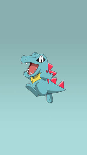 Totodile на бирюзовом градиентном фоне — Аниме телефон Обои
