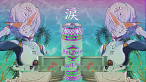 Vaporwave Аниме Neon Genesis Evangelion — Неоново-желтый Обои