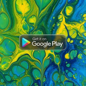 Красочный абстрактный флюид-арт с наложенным бейджем Google Play — Huawei nova Flip S Обои