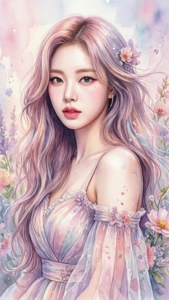 Нежная акварельная картина K-pop айдола с цветочными элементами. — Kpop гиф Обои