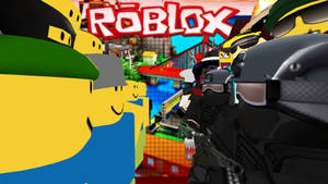Обои в HD-качестве с аватарами, сражающимися в онлайн-игре Roblox.