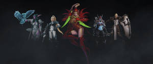 Обои с героями и злодеями StarCraft на обложке тизера видеоигры Heroes of the Storm.