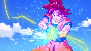 Dragon Ball Z Камехамеха волна Сан Гоку с синим огненным шаром, супер саян аниме.