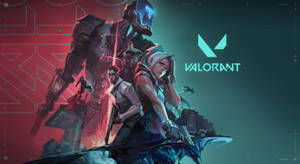 Обои Valorant в красных и бирюзовых тонах