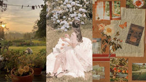Деревенское платье крестьянки, скрапбукинг, коттеджкор для рабочего стола