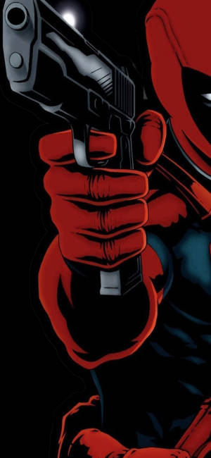 Deadpool Holding Pistol Punch Hole — Galaxy S22 Ultra Обои