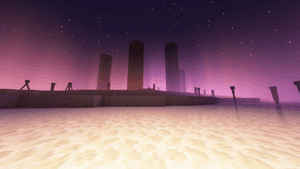 Minecraft, фон с Эндерменом из Minecraft, фэнтези, фиолетовая эстетика, пиксельная графика