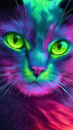 кошка,кошачий,животное,питомец,яркий,неоновый,свечение,красочный,переливающийся,психоделический,фэнтези,мечта,живой,сочный,электрический,абстрактный,художественный,цифровой,крупный план,портрет