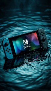 Сюрреалистические обои с Nintendo Switch под водой и драматическим освещением