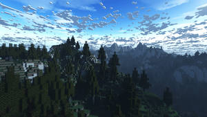 Minecraft HD облачный вид зеленый лес обои