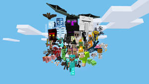 Обои с разнообразными мобами Minecraft в небе
