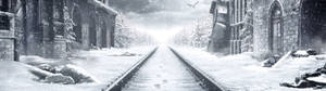 Обои с зданием в снегу из Metro Exodus — 32:9 Обои