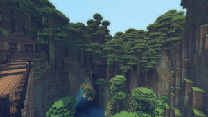 Minecraft лес мост живописный вид обои