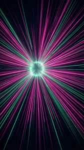 Неоновые розовые и зеленые радиальные линии на темном фоне в стиле киберпанк. — OnePlus Обои