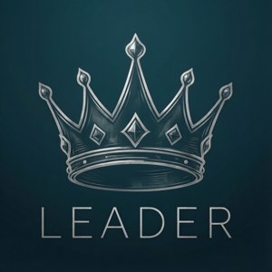 Выцветший серебряный контур короны с текстом «LEADER» на бирюзовом фоне. — Motorola Razr 2026 Обои