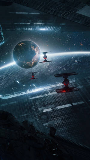 Космос с истребителями TIE 4K для телефона