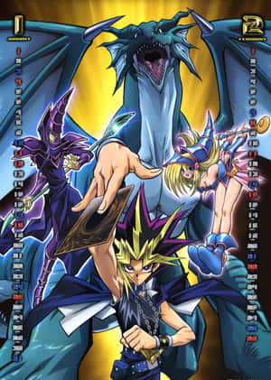 Легендарный Тёмный Маг из Yu-Gi-Oh! в действии — iPhone Duo Обои