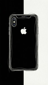 Минималистичный линейный рисунок iPhone XR, черно-белый, элегантные обои в стиле арт.