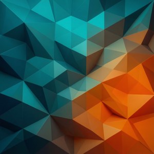 S24 Ultra с лоу-поли геометрическим фоном, бирюзовый и оранжевый, современное искусство.