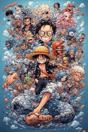 Люффи,Гоинг Мерри,One Piece,аниме обои,закатное небо,соломенная шляпа,приключения — iPhone 4 Обои