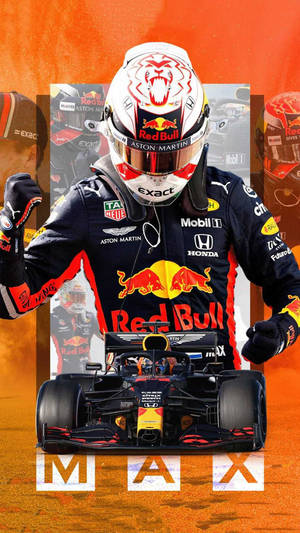 Макс Ферстаппен Red Bull F1 гонщик — Оранжевая эстетика Обои