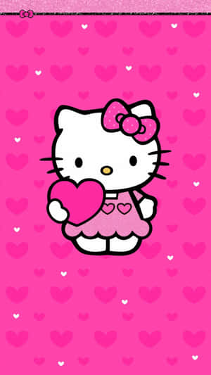 Милый розовый Hello Kitty с сердечками