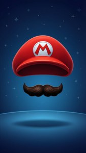Минималистичная абстракция красной шляпы и усов Марио. — Nintendo Обои