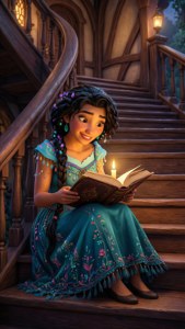 Уютный клипарт Мирабель за чтением, идеально для обоев Encanto для книголюбов — iPhone 5 Обои