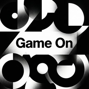 Черно-белая абстрактная геометрия с жирным текстом «Game On». — OLED Обои