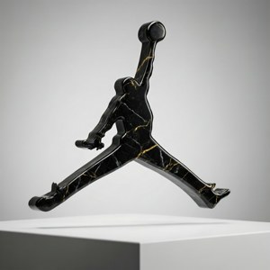 Роскошный 3D-логотип Jordan из черного мрамора с золотыми прожилками, студийное освещение. — Galaxy Watch Обои