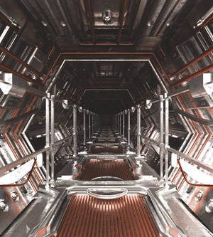 Предпросмотр обои туннель, коридор, перспектива, арт, sci-fi — Galaxy Z Fold Обои