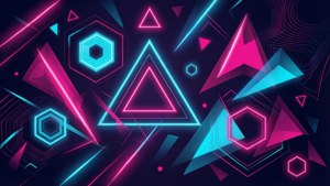 Абстрактные геометрические фигуры в неоновых геймерских цветах. — Игровая гифка Обои