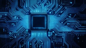 Футуристический неоновый синий рисунок печатной платы — Неоновый синий Обои