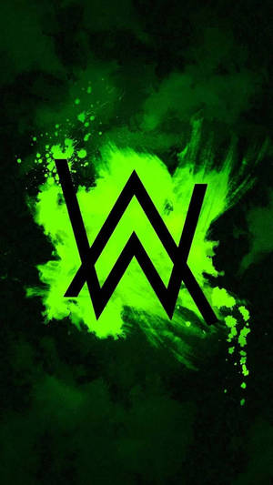Неоново-зеленый и черный логотип Alan Walker